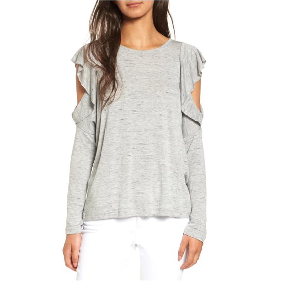 Grey Flutter Shoulder Top - Picture 1 of 2